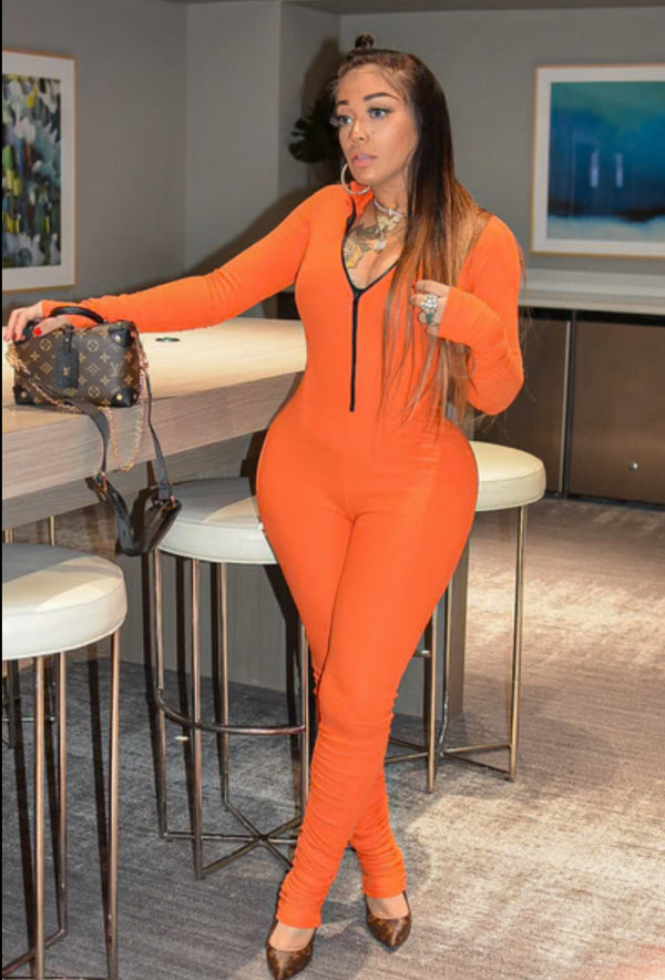 Stretchy Orange Jumpsuit